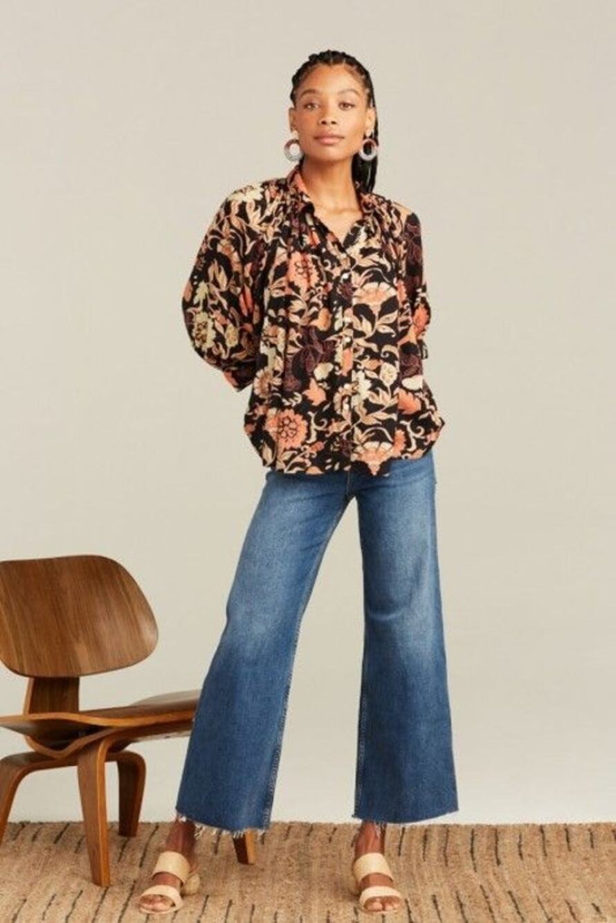 Roller Rabbit Taos Adrianna Top Floral Black Size XS